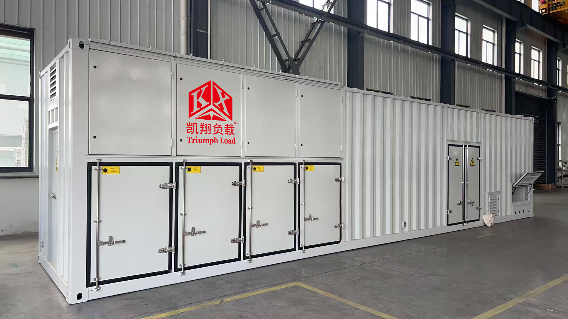 凱翔科技12米負載箱：AC10.5kV-4300kVA-RLC 發電機組智能測試系統